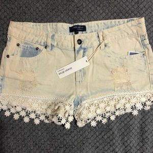 Acid Wash Distressed Denim Shorts